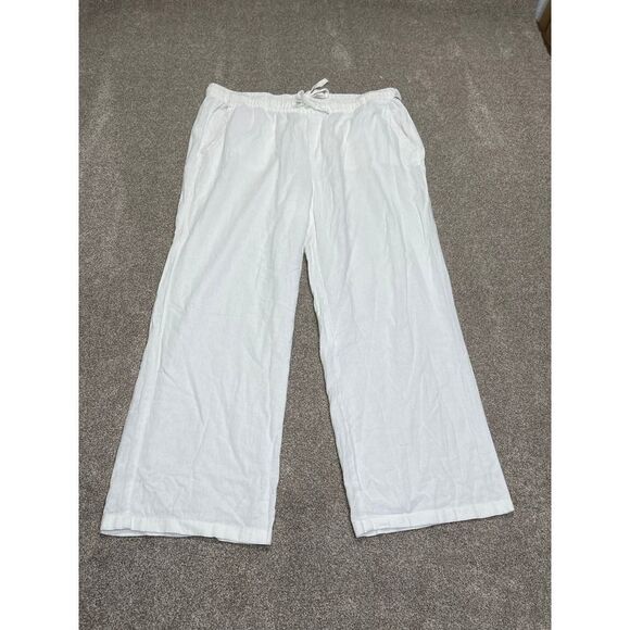 Old navy womens wide leg pull on pants sz X-Large high rise white line blend nwt - Picture 3 of 12
